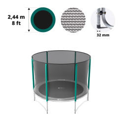 Sicherheitsnetz mit 6 Randpfosten für Trampolin Ø 244