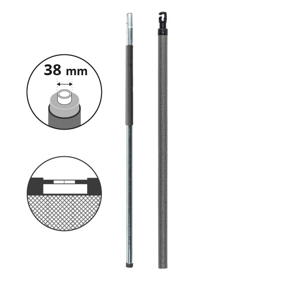 Ganzer Pfosten Ø38 mm für Netze mit Fiberglasbögen für Trampolin Ovalie 490