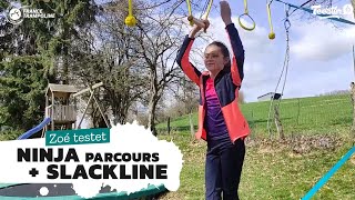 Ninja-Parcours mit Slackline 15m von Trampolin Technik - Kunden Vorführung des Produktes
