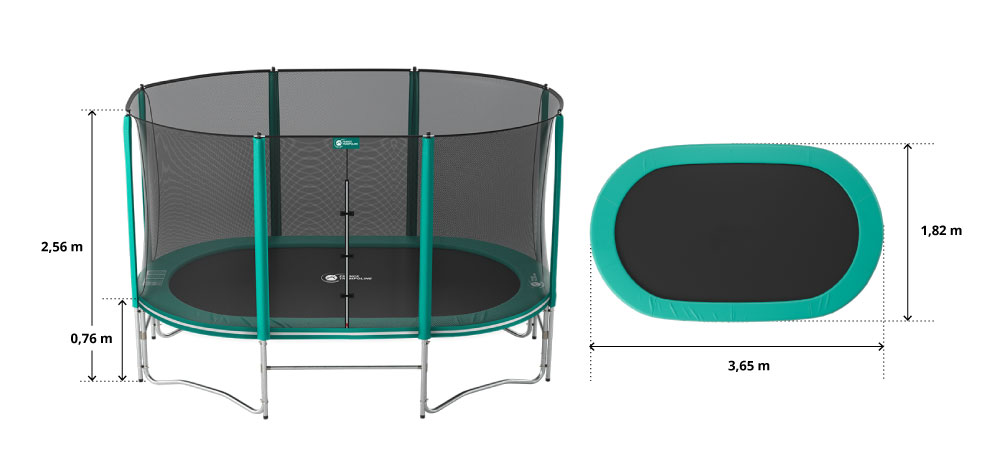 illustration de caractéristiques du produit Ovalie 360 Trampolin - Pack XXL