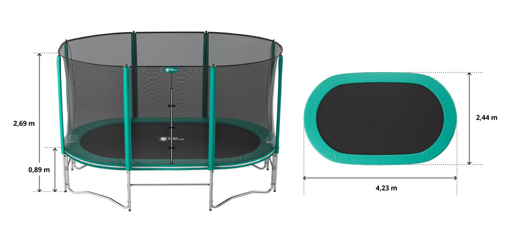illustration de caractéristiques du produit Ovalie 430 Trampolin - Pack XXL