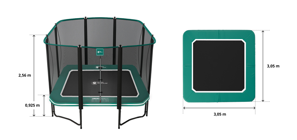 illustration de caractéristiques du produit Apollo Square 300 Trampolin - Pack XL