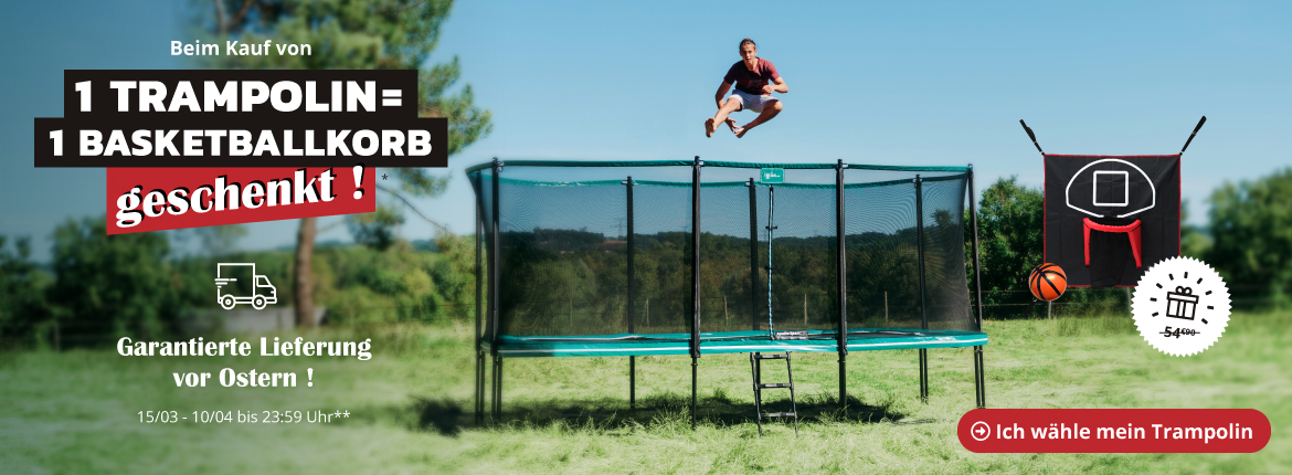 Beim Kauf von einem Trampolin = ein Basketballkorb geschenkt